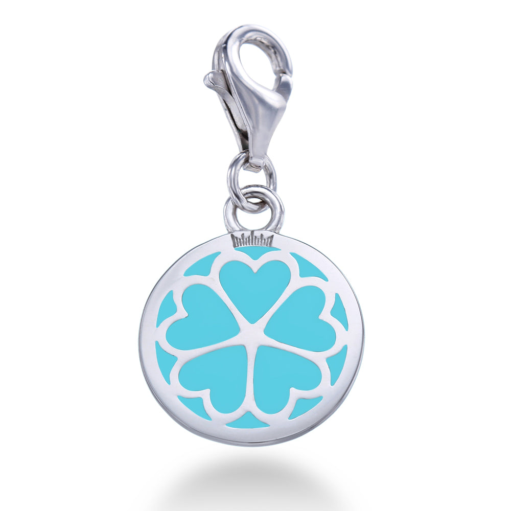 Blue Heart Clover Charm