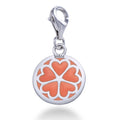 Coral Heart Clover Charm