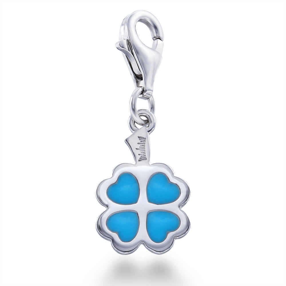 Blue Four-Leaf Clover Charm