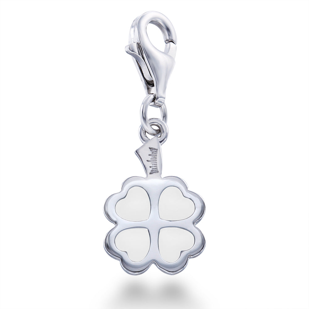 White Four-Leaf Clover Charm