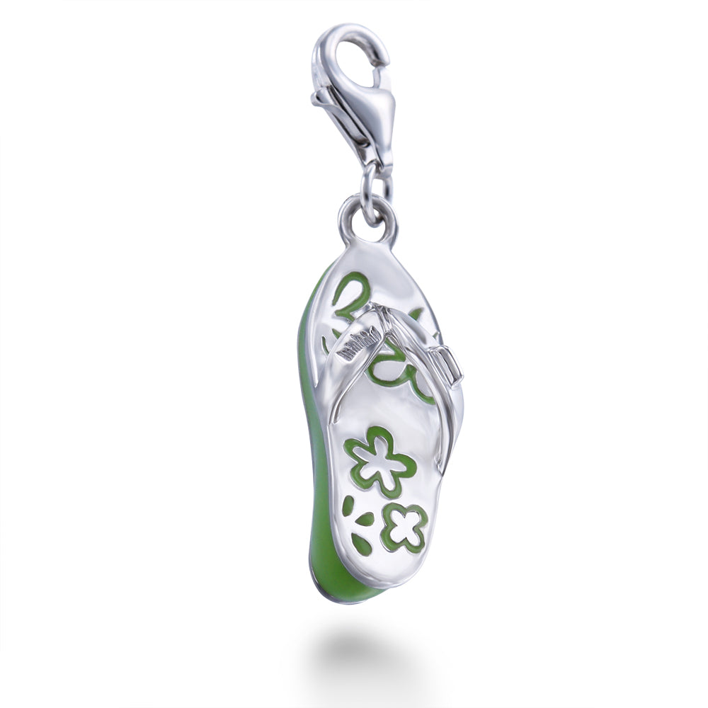 Green Floral Flip-Flop Charm