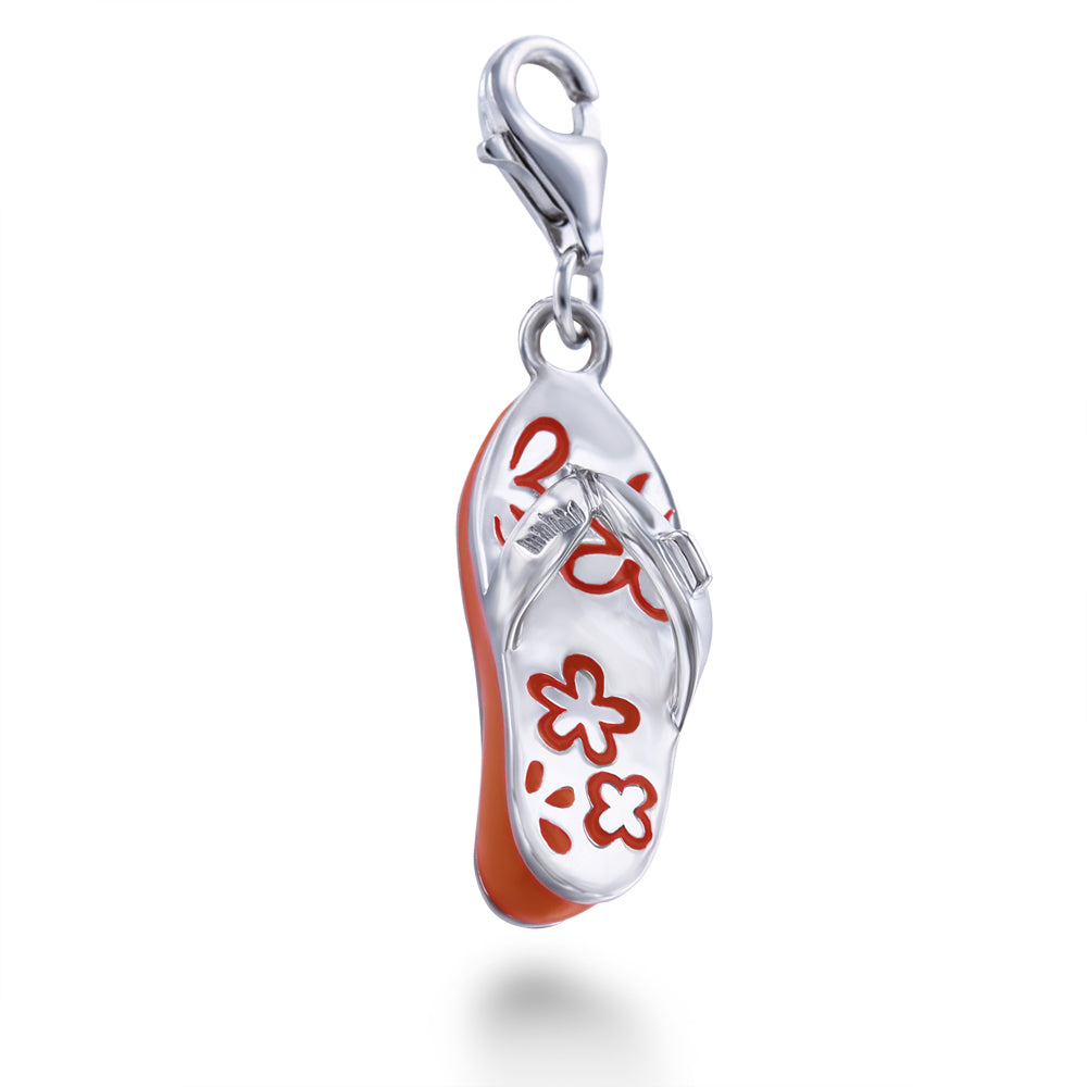Orange Floral Flip-Flop Charm