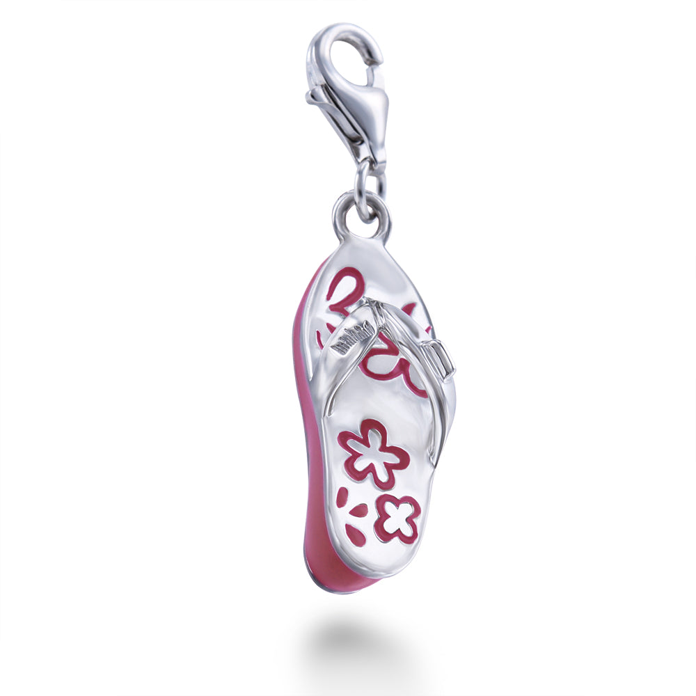 Pink Floral Flip-Flop Charm