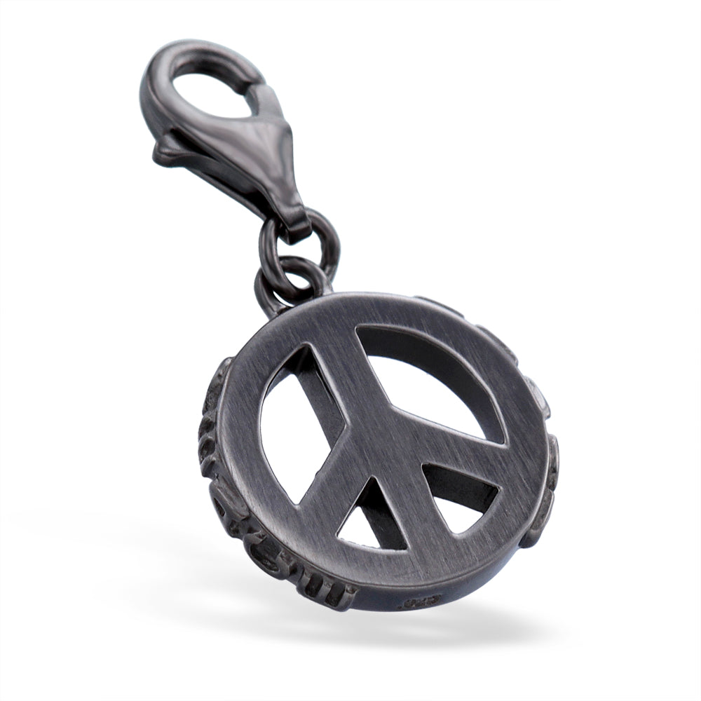 Black Rhodium Peace Sign Charm