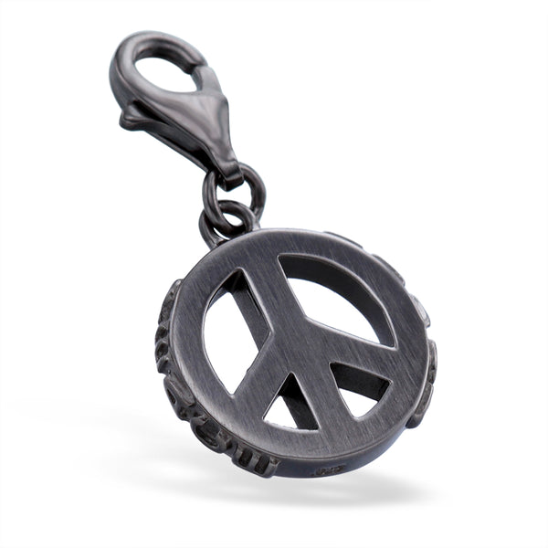 Black Rhodium Peace Sign Charm