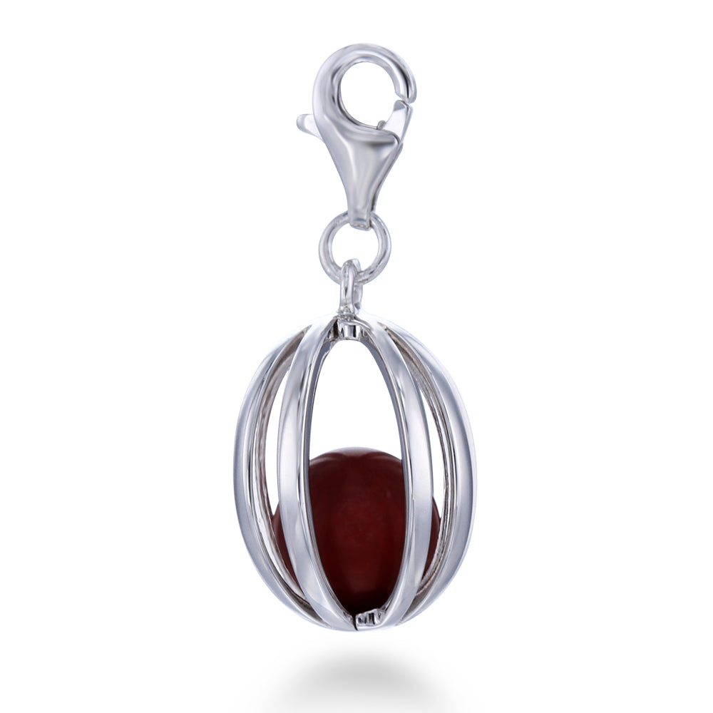 Burgundy Bead Cage Charm