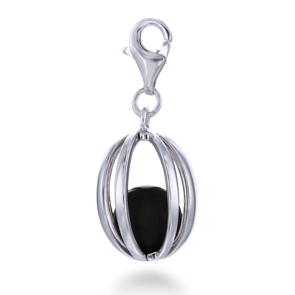 Black Bead Cage Charm