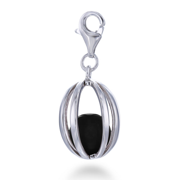 Black Bead Cage Charm
