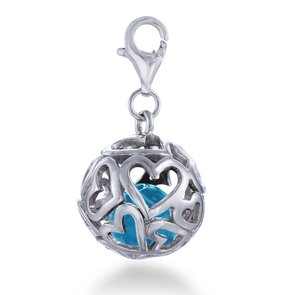 Blue Heart Cage Charm