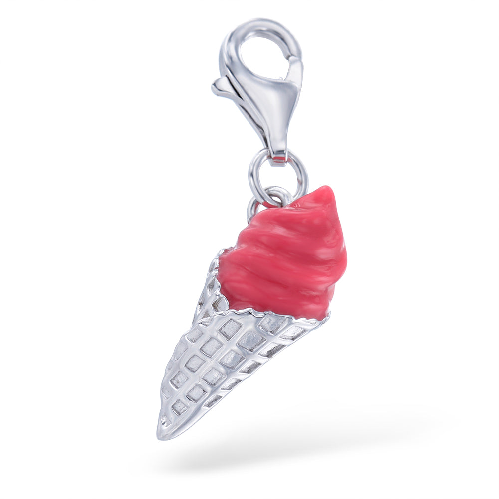 Dark Pink Ice Cream Cone Charm