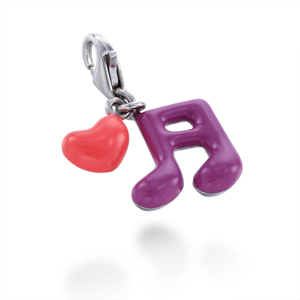 Purple Music Note Heart Charm