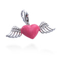 Pink Winged Heart Charm