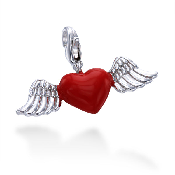 Red Winged Heart Charm