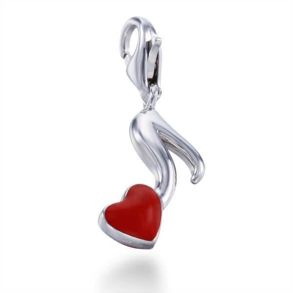 Red Heart Music Note Charm